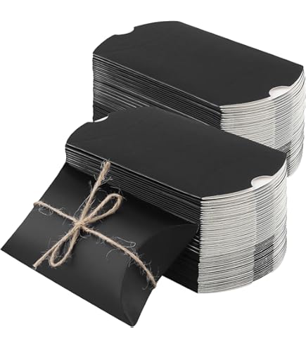 TsunNee 50 stuks papieren snoepdozen met venster, kussenvorm