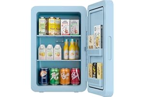 REBONIQUE Mini Kühlschrank, 22L/30 Dosen Kleiner Kühlschrank mit Kühl- und Heizfunktion, Mini-Kühlschränke mit AC+12V DC für Schlafzimmer Büros Autos, Tragbare Kühlbox für Getränke, Kosmetik, Snacks (Blau)