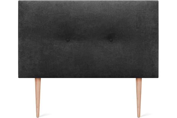DHOME Sänggavel i konstläder eller Aqualine vanligt tyg med knappar med ben högklassigt stoppat huvud lyxig säng sovrum (tyg svart, 105 x 105 cm (sängar 80/90/105))