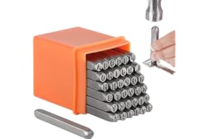 CIMVIDI 37 Pezzi Set di Lettere Che colpiscono, Set di Numeri Che colpiscono da 3 mm, Alfabeto A-Z e Numeri 0-9, & e Timbro a Sigillo dell'amore, per la timbratura di Metallo Pelle Fai da Te Gioielli