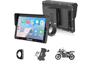 CARPURIDE W702S Pro Moto Carplay ekran z BM05 obsługa Plug-and-Play, bezprzewodowy CarPlay i Android Auto, 7", wodoodporny ekran dotykowy, podwójny Bluetooth, przewodowy kontroler, kompas.