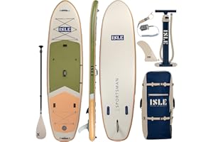 ISLE SURF AND SUP ISLE Sportsman Inflatable Stand Up Paddle Board, Incl. Coil Leash, Nylon Touring Center Fin, Backpack, Hand pump, Paddle - Fishing SUP - 11.6 x 36 x 6 in, 350 lbs - California Design