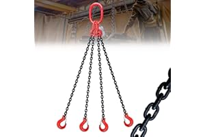 YATOINTO 6 Ton 4 Leg Chain Sling 5/16” 6.56 Ft, G80 Alloy Steel 4 Way Chain Slings Quadruple Leg Slings Lifting with 4 Safety Grab Hooks Heavy Duty for Engine Hoist Lifts