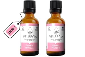 Velbecia Flores de Bach para Animales, sin alcohol, 30 ml (animales miedosos, perro, gato, fuegos artificiales, tormentas) - Mezcla de flores de Bach Original para reducir el miedo y el pánico
