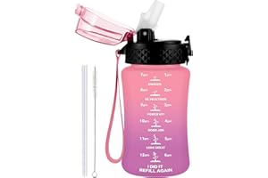 GOPPUS 350ml/12oz Bouteilles d'eau pour Enfants avec Paille Sans BPA Bouteille d'eau étanche Tritan Fille Garçon Bouteille d'eau de Sport Réutilisable pour Tout-petit avec Marquage de l'heure