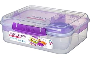 Sistema Bento Box TO GO | Lunch Box with Yoghurt/Fruit Pot | 1.65 L | BPA-Free | Assorted Colours (Varies by Pack) | 1 Count