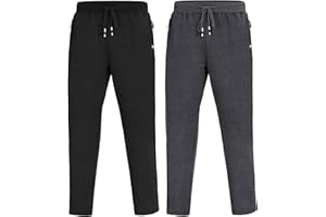SIHOHAN Tracksuit Bottoms Men Open Hem Joggers with Zip Pockets Jogging Bottoms Cotton Gym Trousers Running Sports Lounge Casual Sweatpants