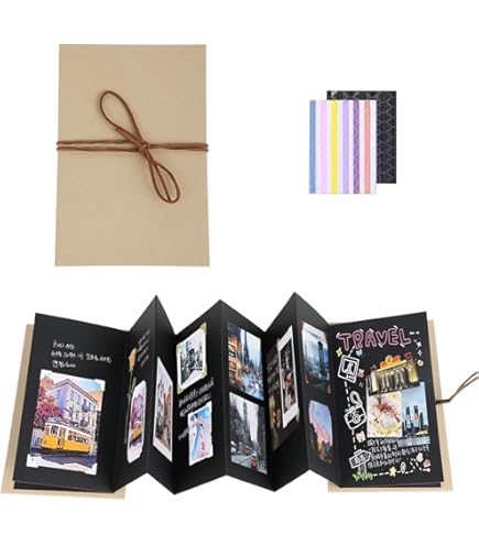 Album Fotografico Fai Da Te A5 - 60 Pagine Carta Nera, Con Adesivi Dorati Per Ricordi - Foto 7