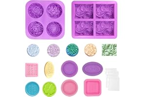 DYMHQ DIY Silikon Seifengießform Set, 6 Stück Antihaft & BPA Freie Seifenform, Handarbeit Silikonform Seife mit Aufbewahrungsbeuteln, Gießformen Blumen Seifen für Schokolade Kuchen