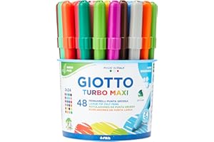 GIOTTO Turbo Maxi Pot de 48 feutres à pointe large 5 mm super lavables