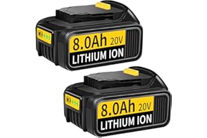KOCTOTO 2Pack 8.0AH 18V/20V Replacement for Dewalt Battery Compatible with DCB184 DCB180 DCB181 DCB182 DCB183 DCB184B-XJ DCB185 with LED Indicator Replacement Battery for Power Tools