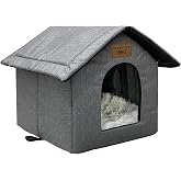 Vinnypet Cat House Outdoor Waterproof Weatherproof Pet Shelter with Plush Cushion for Cats and Stray Dogs, 35 x 30 x 35 cm