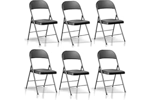 BULAGE Klappstuhl 6er Set Klappstühle Gepolstert, Gartenstuhl Klappbar mit Verstärktem Stahlrahmen für Garten Balkon Essen Party, Balkonstuhl Outdoor Campingstuhl, Gartenstühle Stapelbar bis 158 kg Belastbar