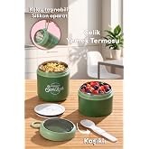 Porsima 66720 Yemek Termosu &Ccedil;elik Yemek Termosu Lunch Box Taşınabilir Yemek Kabı Termos - Yeşil