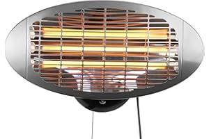 Heatlab 2kW Wall Mounted Infrared Electric Patio Heater 3 Settings Silver