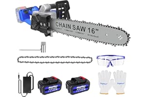 EFAN Tronçonneuse à Batteriee 16 Pouces avec 2 Batteries et Chargeur, Scie à Chaîne Sans Fil Brushless, Scie à Élaguer de Jardin Auto-Oiler