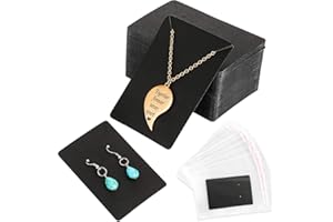Litthing 100Pcs Tarjetas Exhibición de Joyería con 200 Bolsas Autoadhesivas, Earring Display de Pendiente Collar Kraft Presentación de Aretes de Papel,Tarjetas para Pendienetes Collar Joya Mostrar