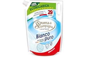Spuma di Sciampagna - Ecoricarica Detersivo Lavatrice Bianco Puro, Formula Igienizzante Concentrata con Azione Antigrigio Colori Brillanti, 84% di Ingredienti Biodegradabili - 1305 ml, 29 Lavaggi