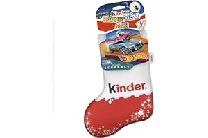 Kinder, Calza Befana Hot Wheels, 7 Snack Dolci al Cioccolato Assortiti, Sorpresa Gioco Scrubble Hot Wheels, Idea Regalo Epifania, Confezione da 176 gr