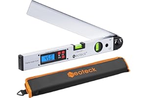 Neoteck 400mm Angle Finder Digitale 0~225° Inclinometro Digitale LCD Retroilluminato Righello Angolare Digitale con Borsa Portatile Rilevatore Angolo Digital per Applicazioni Industriali Lavori-Bianco