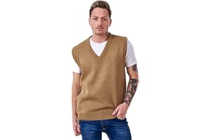 Bay eCom UK Men’s Plain Knitted v Neck Classic Sleeveless Cardigans Tops Tank Jumpers Size S to 5XL