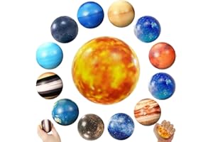 AONUILY Solar System Stress Balls , 13 Pcs Planet Toys Solar System Fidget Toy Stress Relief Ball Toys Outer Space Toys for Kids