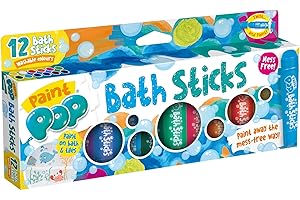 Paint Pop - Bath Sticks for Kids - 12 Washable Bath Paint Crayons - Mess-Free, Fast Drying Action, Easy Clean Up - for Creative Bathtime Fun Adventures - for Glass, Tiles or Ceramic - 3+ Years