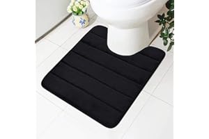 Homaxy - Tapis de bain en mousse à mémoire de forme - Support antidérapant - Doux - Absorbant l'eau - Pour WC et salle de bain, Mousse à mémoire de forme, Noir , 50 x 60 cm