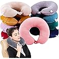 CHSG 2 Pcs Super Soft Velour Firm Memory Foam Neck Support Cushion (Travelling, Tv, Reading) Soft, Hygienic, Improved Fit And Comfort, For Airplane Car & Home Best Gift