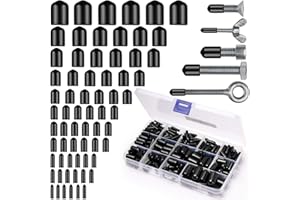 Realure 250Pcs/11Sizes Round Rubber End Caps 10mm 9mm 8mm 7mm 6mm 5mm 4mm 3.5mm 3mm 2.5mm 2mm PVC Bolt Cover Screw Thread Protectors Caps for Screw Vinyl Tube Wire Ropes Metal Rods