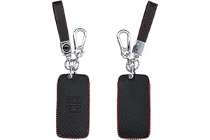kwmobile Autoschlüssel Hülle kompatibel mit Renault 4-Tasten Smartkey Autoschlüssel (nur Keyless Go) - Kunstleder Schutzhülle Schlüsselhülle Carbon Schwarz Rot