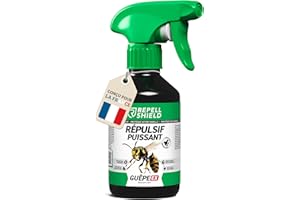 RepellShield® Citronnelle Spray Anti Guepes et Frelons -250ml- Non Tachant - Usage Intérieur & Extérieur - Barrière Répulsive de Longue Durée Anti Guêpe pour Maison, Piscine, Toiture