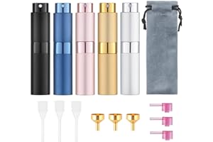 LIVFA 5 Pezzi 8ml Nebulizzatore Profumo, Mini Atomizzatore, Vaporizzatore Colonia, Porta profumo da viaggio (Nero, Argento, Rosa, Blu, Oro)