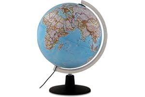 Tecnodidattica – NATGEO Classic Globe | Illuminated and revolving |Political and physical cartography | Text in English | 12"/30cm Diameter