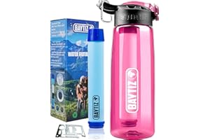 Baytiz | Botella de Agua con Filtro Purificador sin BPA - Paja de Supervivencia de Carbón Activado Filtros Purificadores Accesorios Pastillas Potabilizadoras Filtrada Potabilizador Deporte Grifo Water