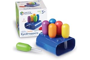 Learning Resources Riesen-Pipetten – Set mit 6 Stück & Halterung – Fördert Feinmotorik & Ursache-Wirkung-Verständnis – Experimentierspielzeug ab 3 Jahren – Geschenkidee