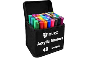 IMURZ 48 couleurs feutre acrylique Marqueurs acryliques Séchage rapide Imperméable Marker Pen Feutres Lettering permanents marqueurs pour enfants et adultes peinture pierres croquis,dessinées,gribouillis