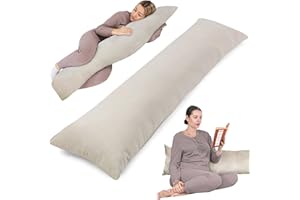 ‎TOTSY BABY Totsy Baby Seitenschläferkissen mit Bezug Velvet 40 x 145 cm - Komfortkissen Schlafkissen Seitenschläfer Body Pillow Seitenschlafkissen Beige