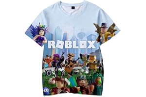 MINIDORA Roblox T-Shirt imprimé en 3D pour Garçon/Fille Tee DynaBlocks Manche Courte pour Enfants