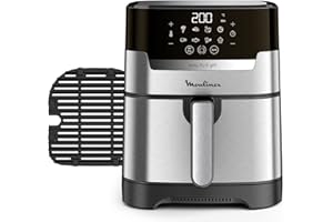 Moulinex Friteuse sans huile XL + gril, 4,2 L, 6 personnes, 8 programmes, Température réglable, Timer digital, Air fryer, Frites, Grillades, Poulet rôti, Easy Fry & Grill Digital 2-en-1 EZ505D10