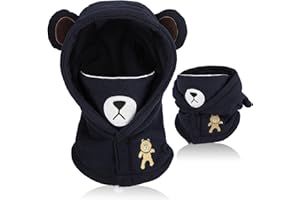 AYPOW Cagoule d'hiver Thermique pour Enfants 4-12 Ans, Multifonction Coupe-Vent Masque de Ski, Bonnet en Polaire Chaude, Casquette Cache-Cou Tour de Cou écharpe pour Garçons Filles Plein Air