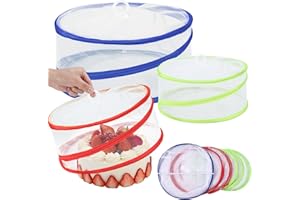 Zaxiva Set di 6 Coprivivande per Alimenti Pieghevoli a Scomparsa, Ombrellini Coprivivande con Manici, Copri Vivande a Rete per Alimenti in 3 Misure per Picnic, Feste All'aperto, Barbecue e Campeggio