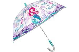 Parapluie Transparent Rose pour Enfants - Petit Parapluie Cloche Réfléchissant Fille Détails - Parapluie Canne Fillette 3 4 5 Ans École Maternelle - Diamètre 64 cm - Perletti