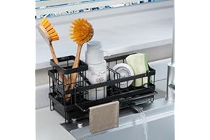 iHomara Spülbecken Organizer Küchen,Schwammhalter,Spülorganizer Edelstahl,Spülmittel Halterung,Sink Caddy Kitchen Organizer,Küchenorganisation Spüle,Spülutensilien Aufbewahrung