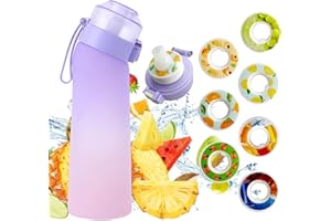 MOVSTRIKER Air Water Bottle with Flavour Pods, 650ML New Fruit Scented Water Bottle With 7 Flavour Pods, Starter Set 0 Sugar Calorie Water Cup BPA Free &Leak Proof for Gym Sports Outdoor(Purple Gradient)