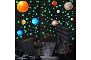 RIVIEVAL Glow in The Dark Stars and Space Wall Stickers - Ceiling Planet Stickers for Room Décor