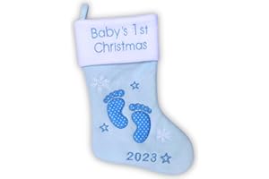 Heart's Sign Bas de Noël pour bébé 2023 | Mon Premier Noël bébé garçon et bébé Fille | Bas de Noël pour Nouveau-né (Bleu)