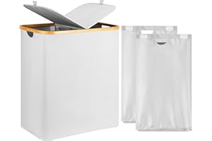 ADEL DREAM Cesto Portabiancheria con Coperchio a 2 Scomparti - Portabiancheria Cesti, beige, 140L