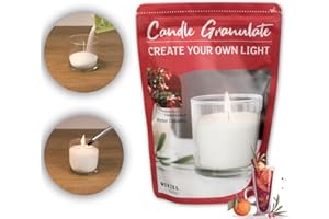 DECOLITE Kerzensand Kerzengranulat/Wachsgranulat im Beutel inkl. 4 Dochte - 400 g - mit Duft oder ohne Duft - universal einsetzbar - Gläser recyceln (Winter Dreams)