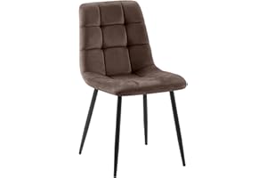 ‎CLP CLP Esszimmerstuhl Antibes | Samt | Gepolstert | Küchenstuhl | Metallbeine mit Bodenschonern | Belastbar bis 150 kg, Farbe:braun